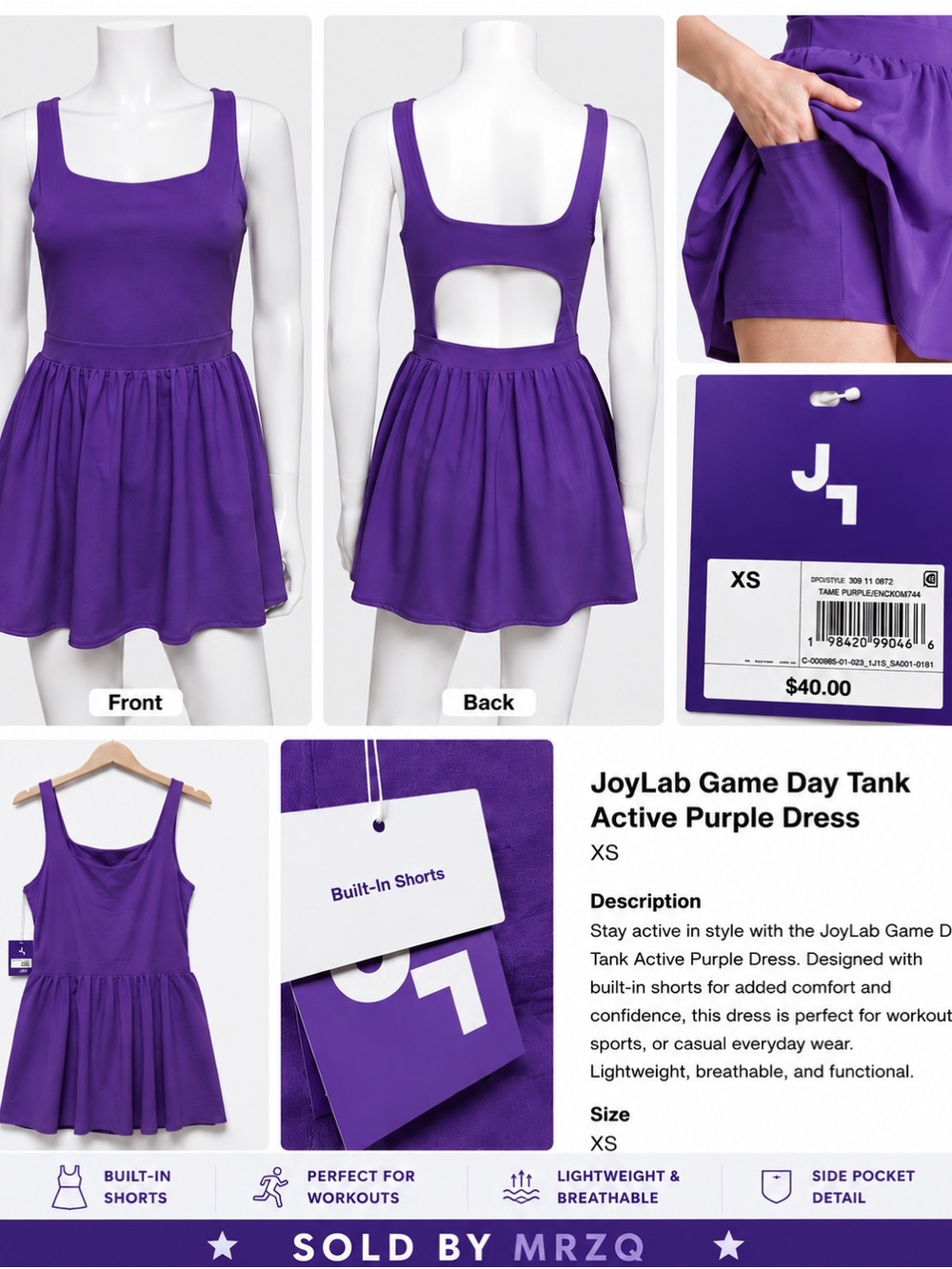JoyLab Purple Tank Dress with Built-In Shorts